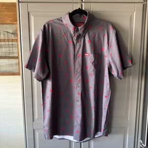 Dixxon Flannel Co x JCORD Mens Tool Print Party Shirt, Gray Red, M